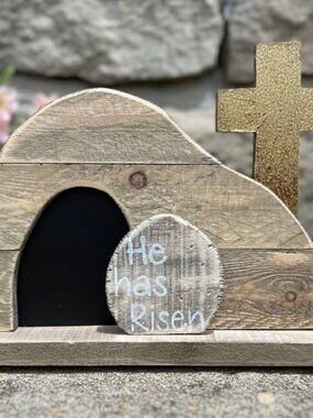 He Has Risen Wood Tomb Easter Decor Spring Home Decoration Sign Gift Keepsake